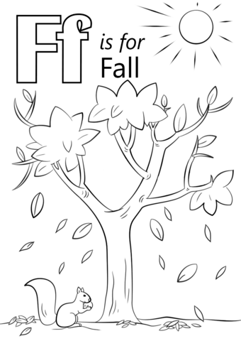 f is for fall coloring page